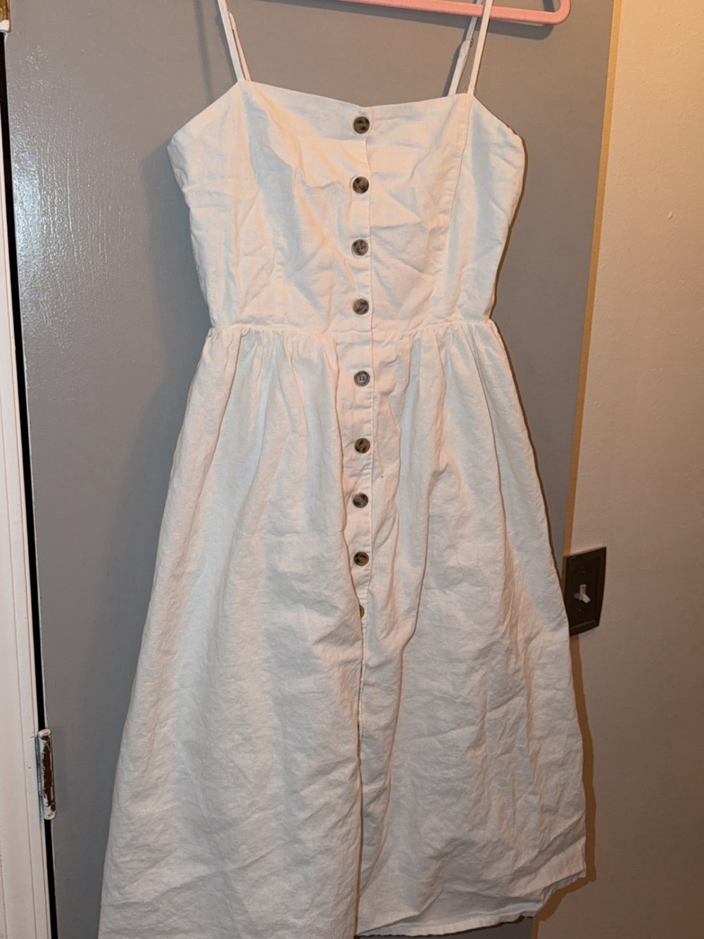 H&M White Button-Down Sundress with Spaghetti Straps - Picture 3 of 3